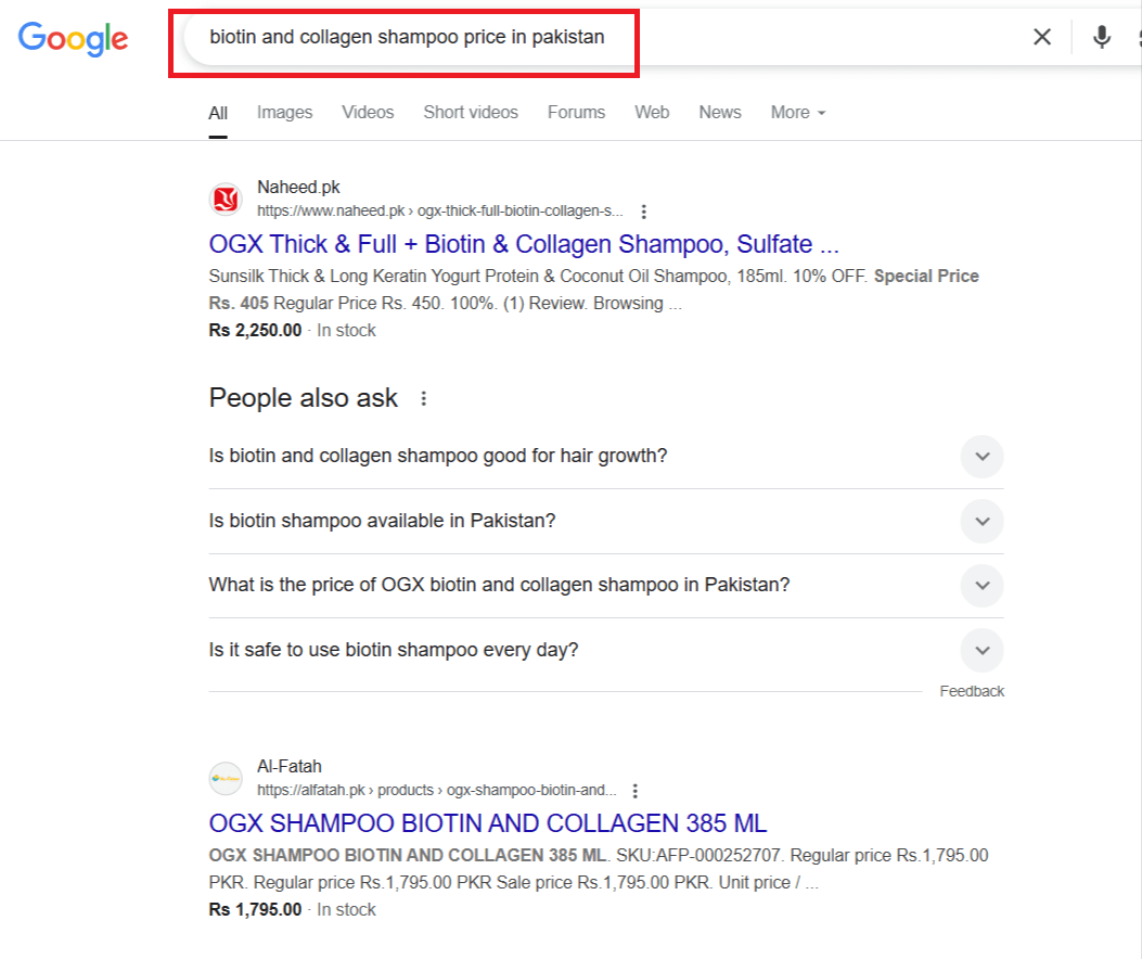 Biotin and Collagen Shampoo Price in Pakistan